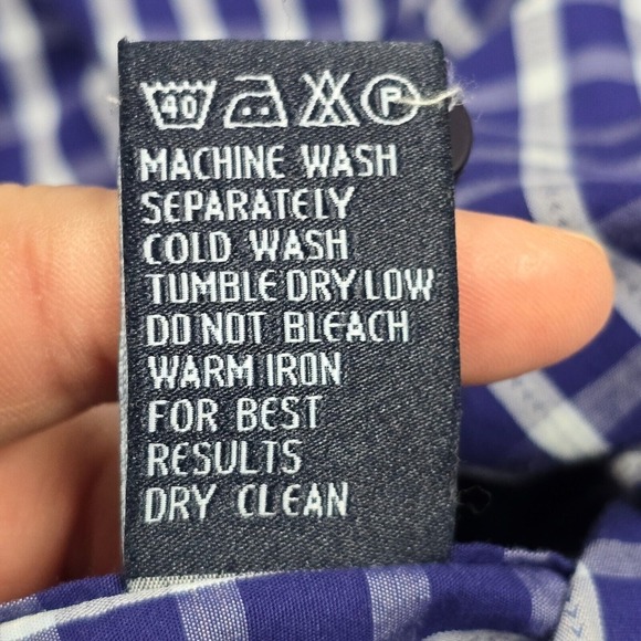 7 Diamonds Shirt Mens Large Purple Plaid Button Up Long Sleeve Cotton Office - Picture 8 of 12